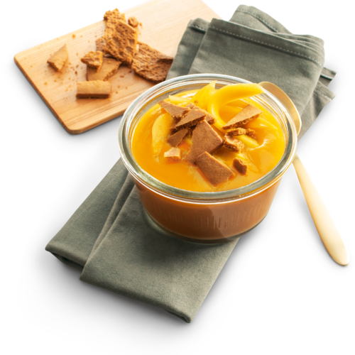 frischli Salted Caramel Dessert mit Mango & Karamellkeks (vegan)